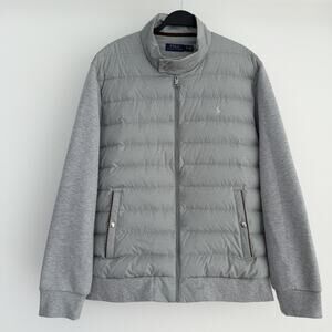 Polo Ralph Lauren Jacket Mens XL Gray Hybrid Down Filled Quilted Puffer Sweater